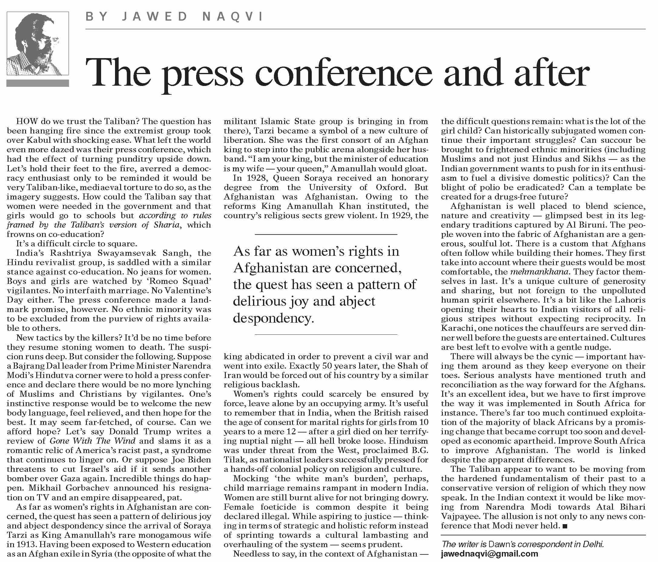 Dawn-ePaper | Aug 31, 2021 | The press conference and after