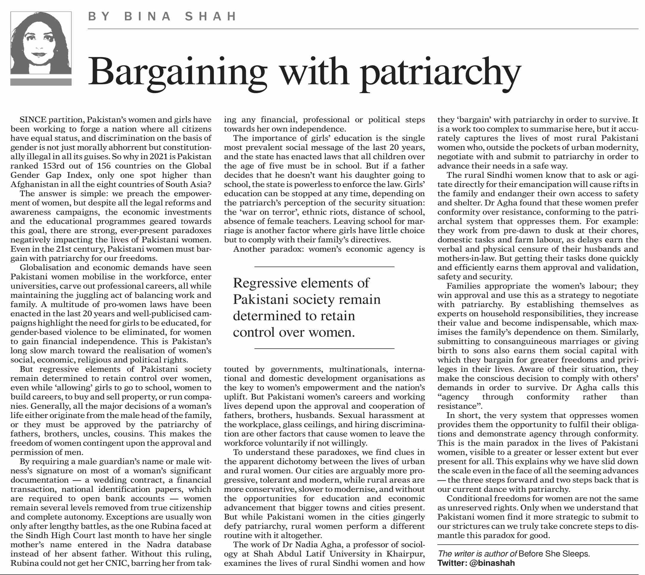 DawnePaper Dec 03, 2021 Bargaining with patriarchy