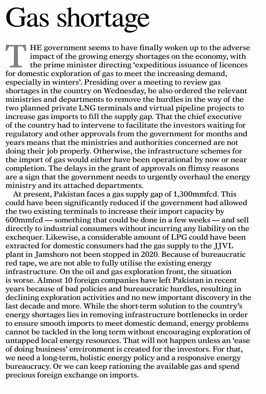 DawnePaper Dec 31, 2021 Gas shortage