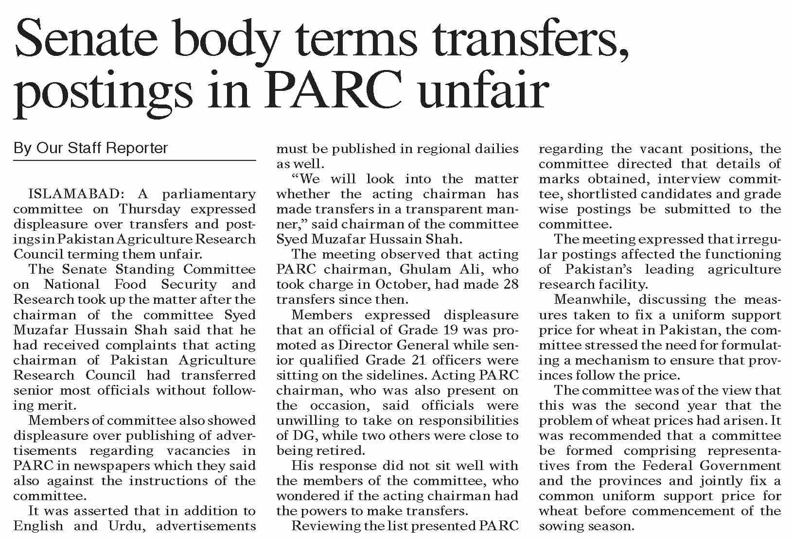 Dawn ePaper Dec 31 2021 Senate Body Terms Transfers Postings In