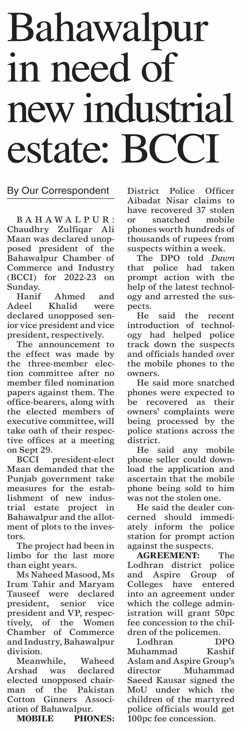 dawn-epaper-sep-26-2022-bahawalpur-in-need-of-new-industrial