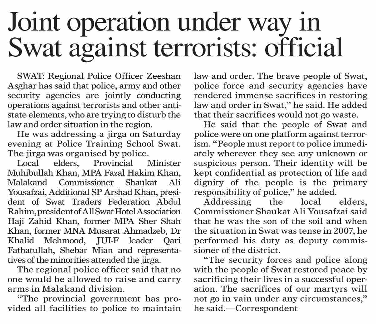 Dawn ePaper Sep 26 2022 Joint Operation Under Way In Swat Against dawn-epaper-sep-26-2022-joint-operation-under-way-in-swat-against