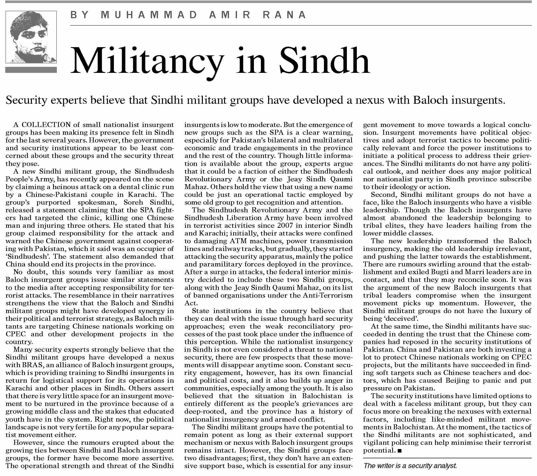 Dawn ePaper Oct 16 2022 Militancy In Sindh