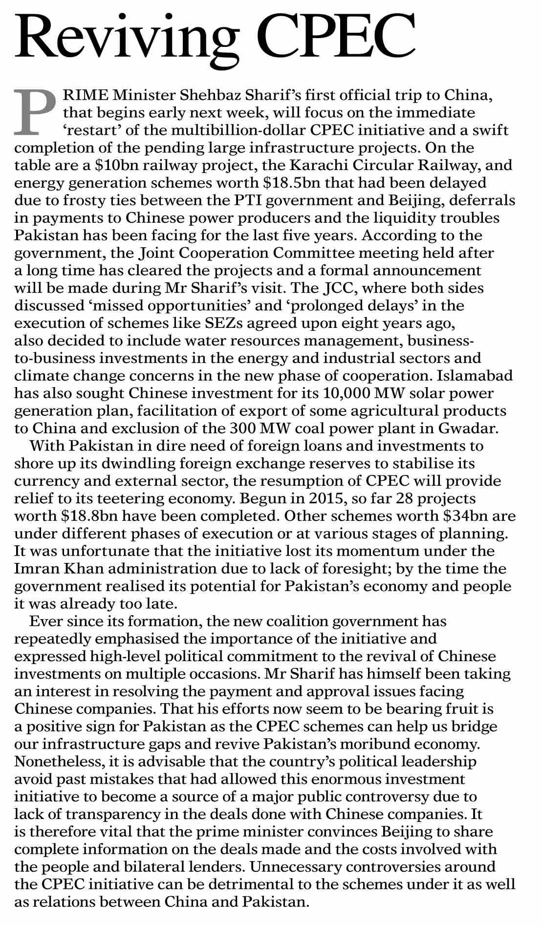 Dawn ePaper Oct 29 2022 Reviving CPEC dawn-epaper-oct-29-2022-reviving-cpec