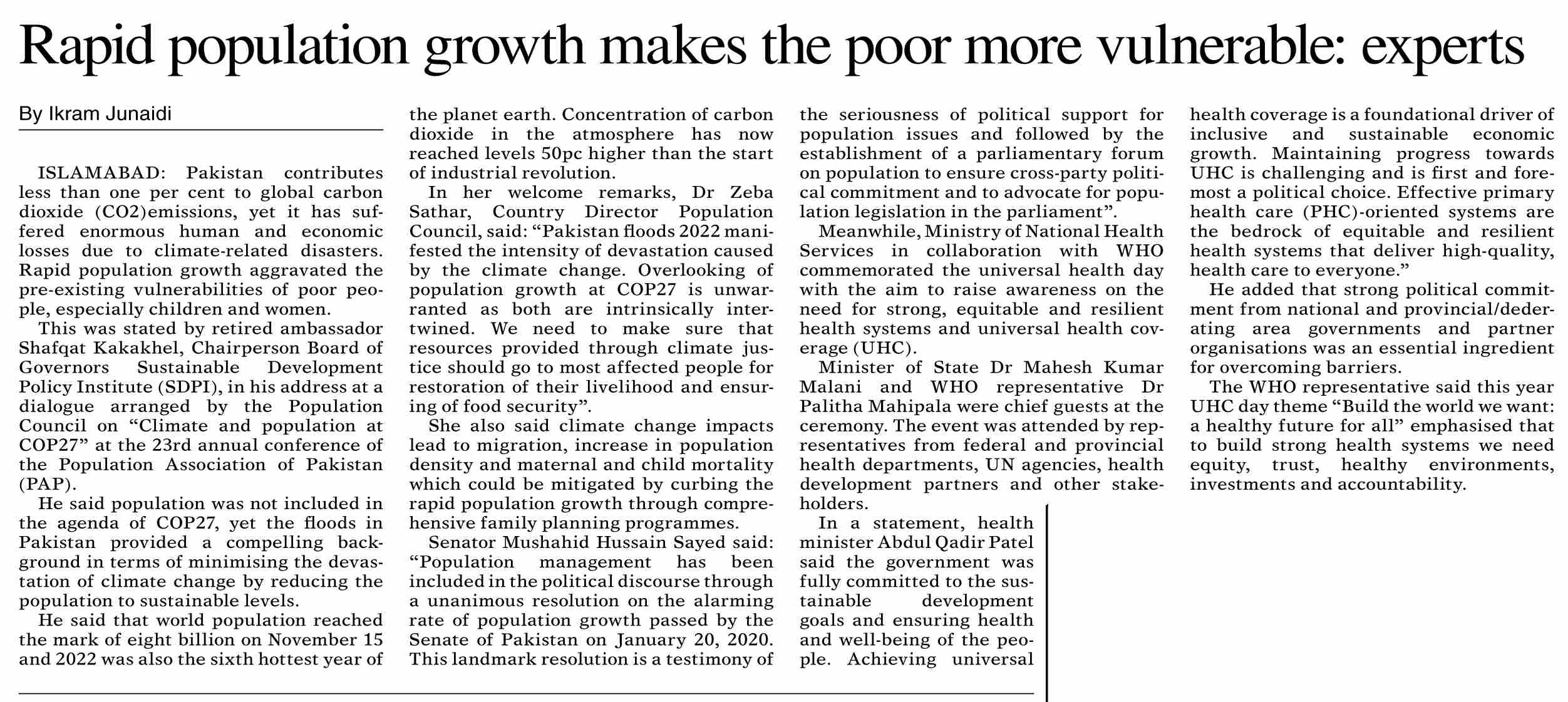 Dawn-ePaper | Dec 23, 2022 | Rapid population growth makes the poor ...