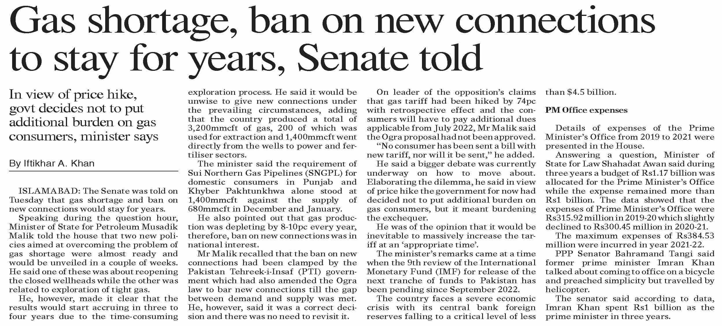 DawnePaper Jan 18, 2023 Gas shortage, ban on new connections to