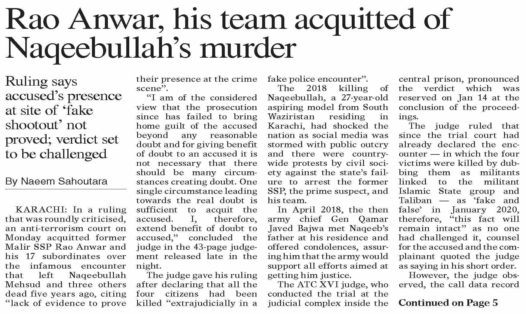 Dawn ePaper Jan 24 2023 Rao Anwar His Team Acquitted Of dawn-epaper-jan-24-2023-rao-anwar-his-team-acquitted-of