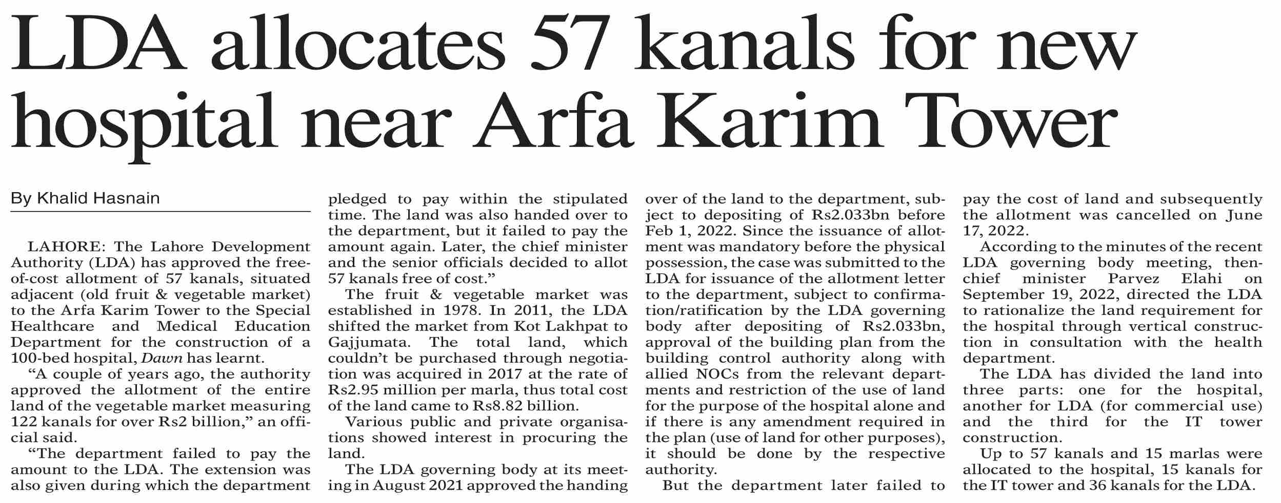 dawn-epaper-jan-27-2023-lda-allocates-57-kanals-for-new-hospital