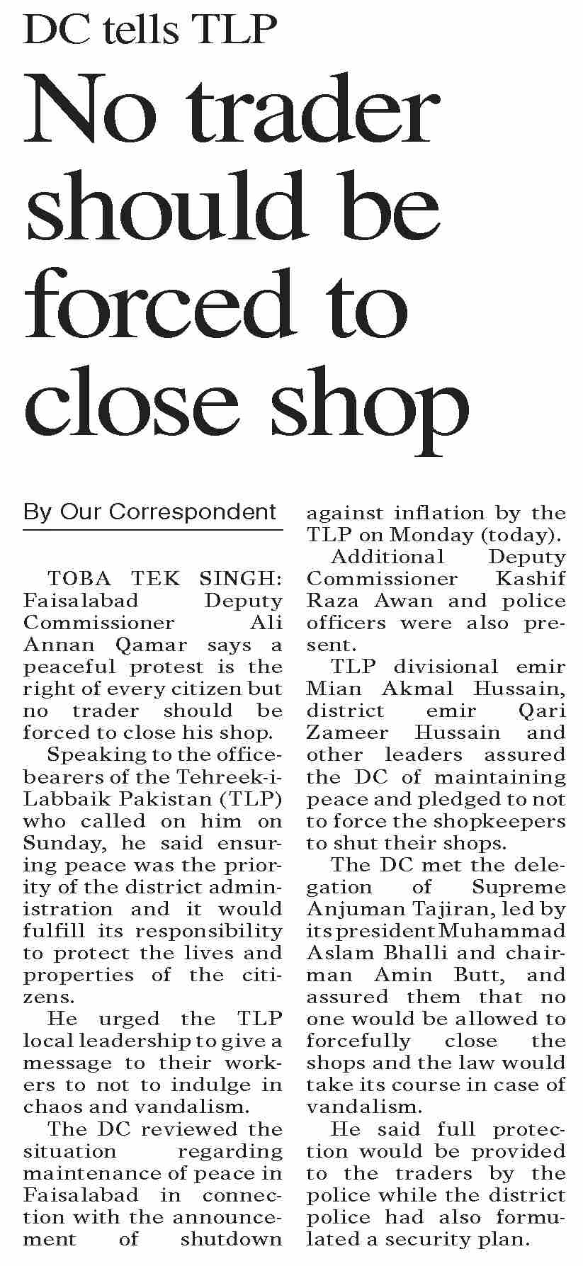 Dawn ePaper Feb 27 2023 DC Tells TLP No Trader Should Be Forced To dawn-epaper-feb-27-2023-dc-tells-tlp-no-trader-should-be-forced-to