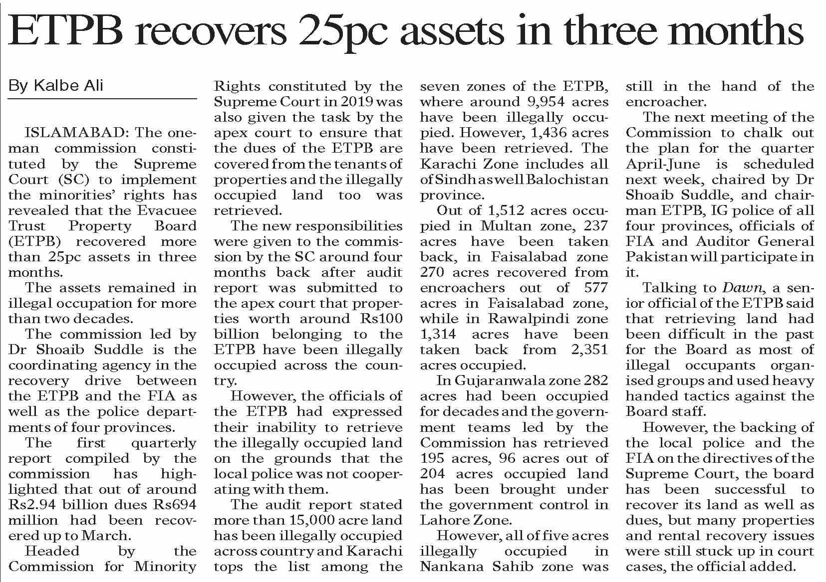 Dawn ePaper Mar 19 2023 ETPB Recovers 25pc Assets In Three Months dawn-epaper-mar-19-2023-etpb-recovers-25pc-assets-in-three-months