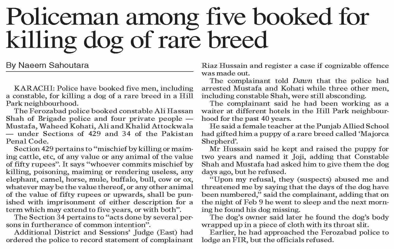 DawnePaper Jun 25, 2023 Policeman among five booked for killing