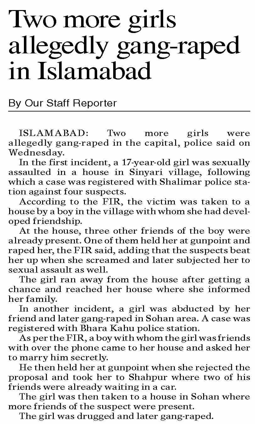Dawn-ePaper | Jul 20, 2023 | Two more girls allegedly gang-raped in ...