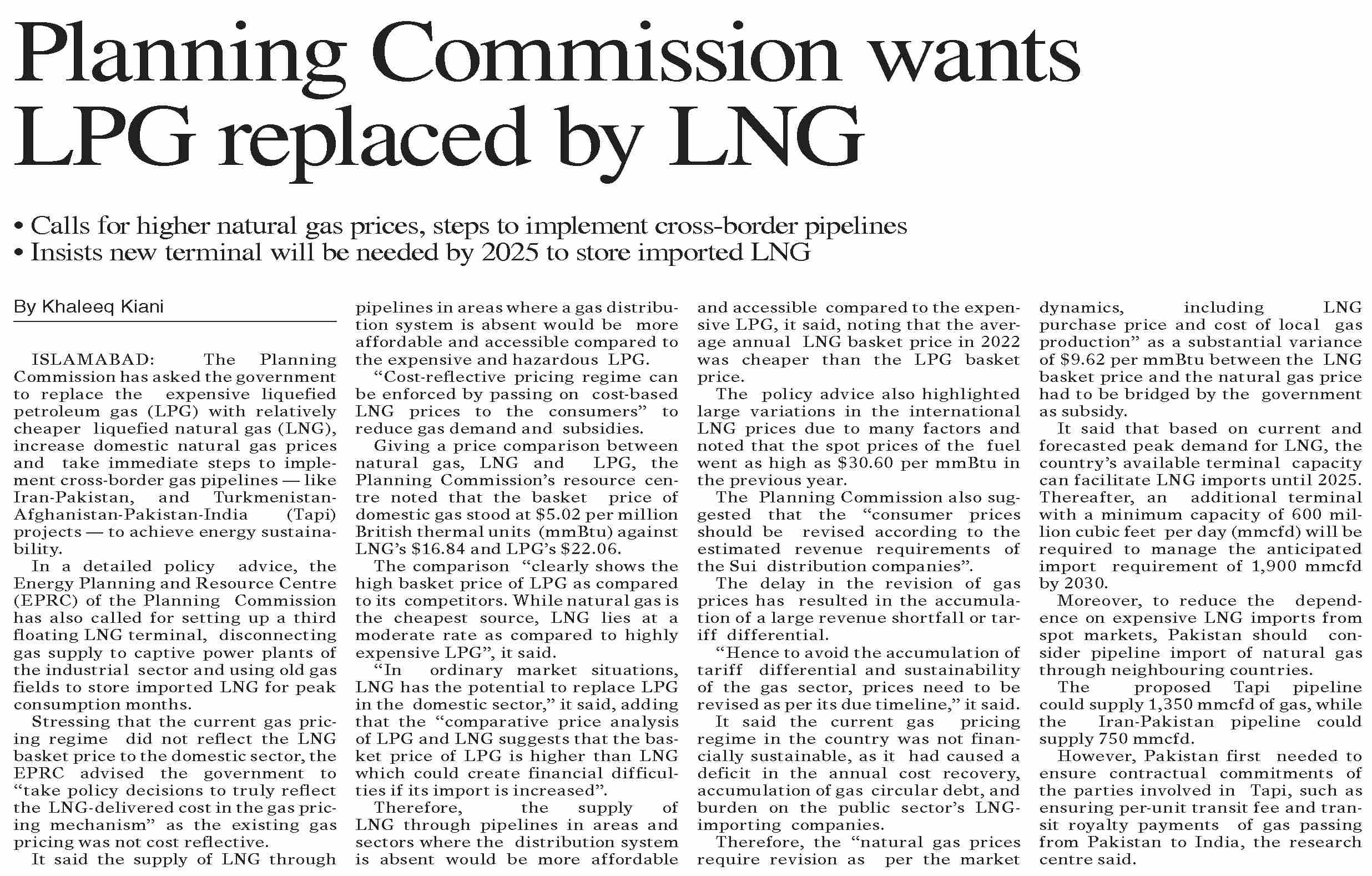 DawnePaper Aug 21, 2023 Planning Commission wants LPG replaced by LNG