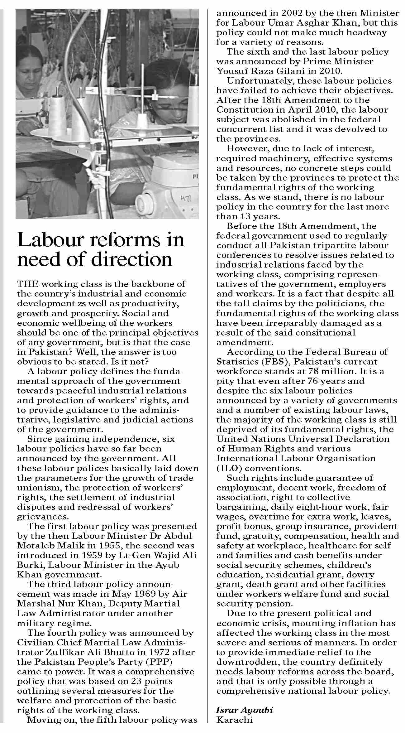 Dawn ePaper Sep 28 2023 Labour Reforms In Need Of Direction dawn-epaper-sep-28-2023-labour-reforms-in-need-of-direction