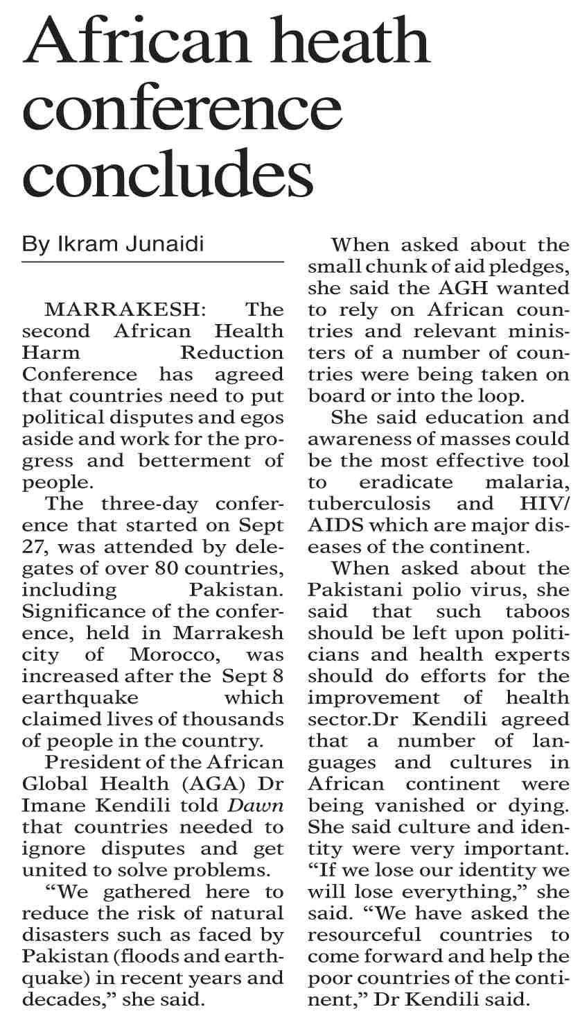 Dawn-ePaper | Oct 01, 2023 | African heath conference concludes