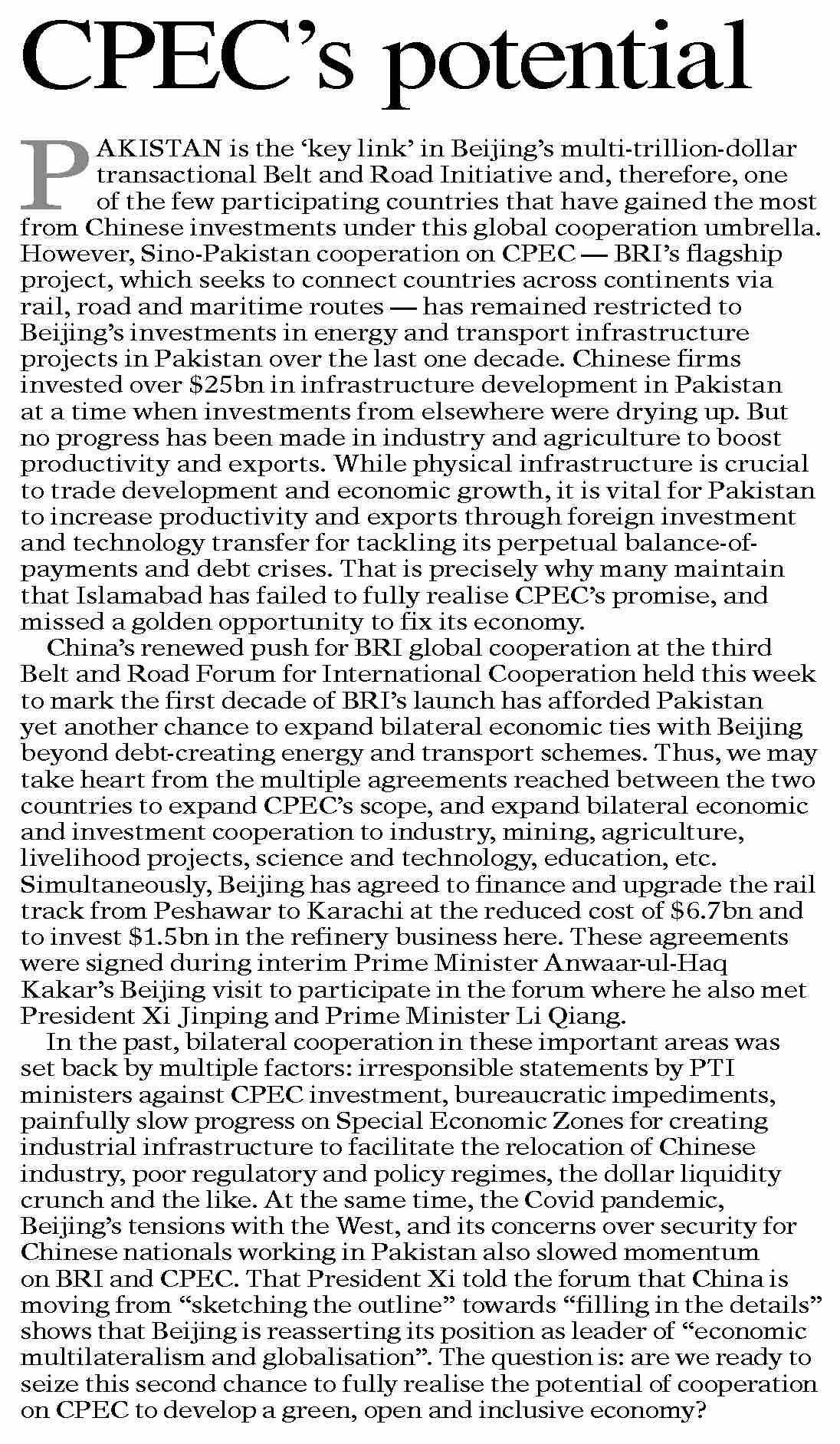 Dawn ePaper Oct 20 2023 CPEC s Potential dawn-epaper-oct-20-2023-cpec-s-potential