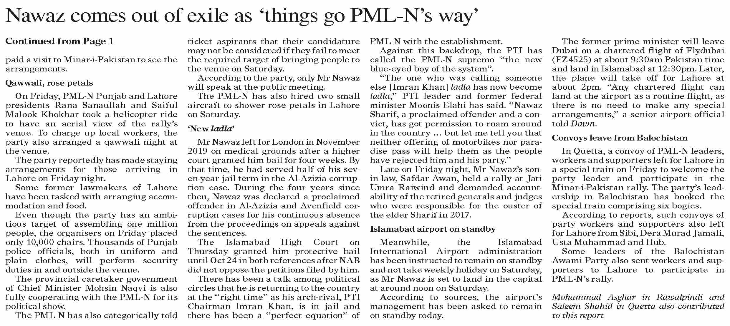 Dawn ePaper Oct 21 2023 Nawaz Comes Out Of Exile As things Go PML dawn-epaper-oct-21-2023-nawaz-comes-out-of-exile-as-things-go-pml