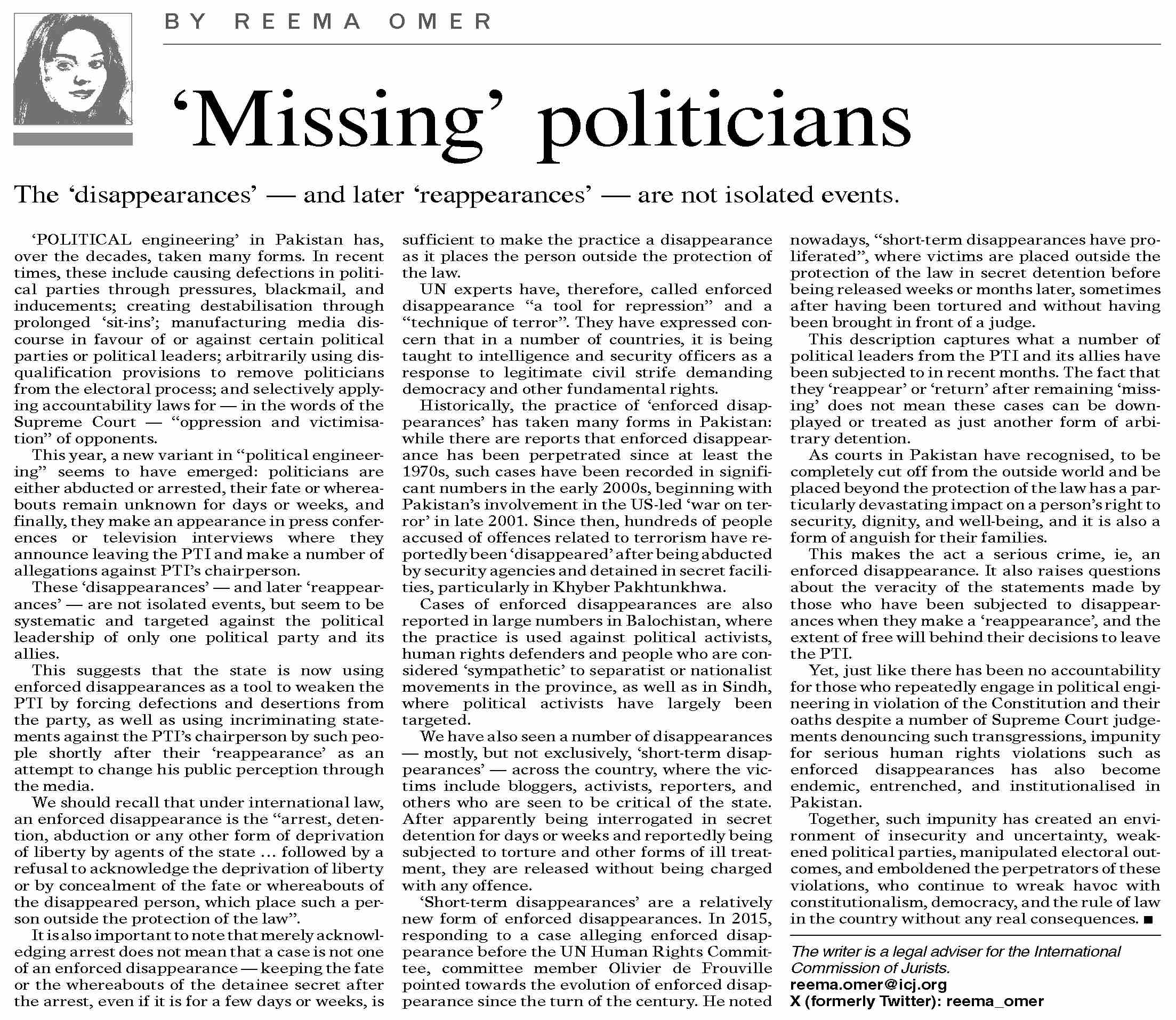 Dawn ePaper Oct 26 2023 Missing Politicians Dawn epaper oct 26 2023 missing politicians