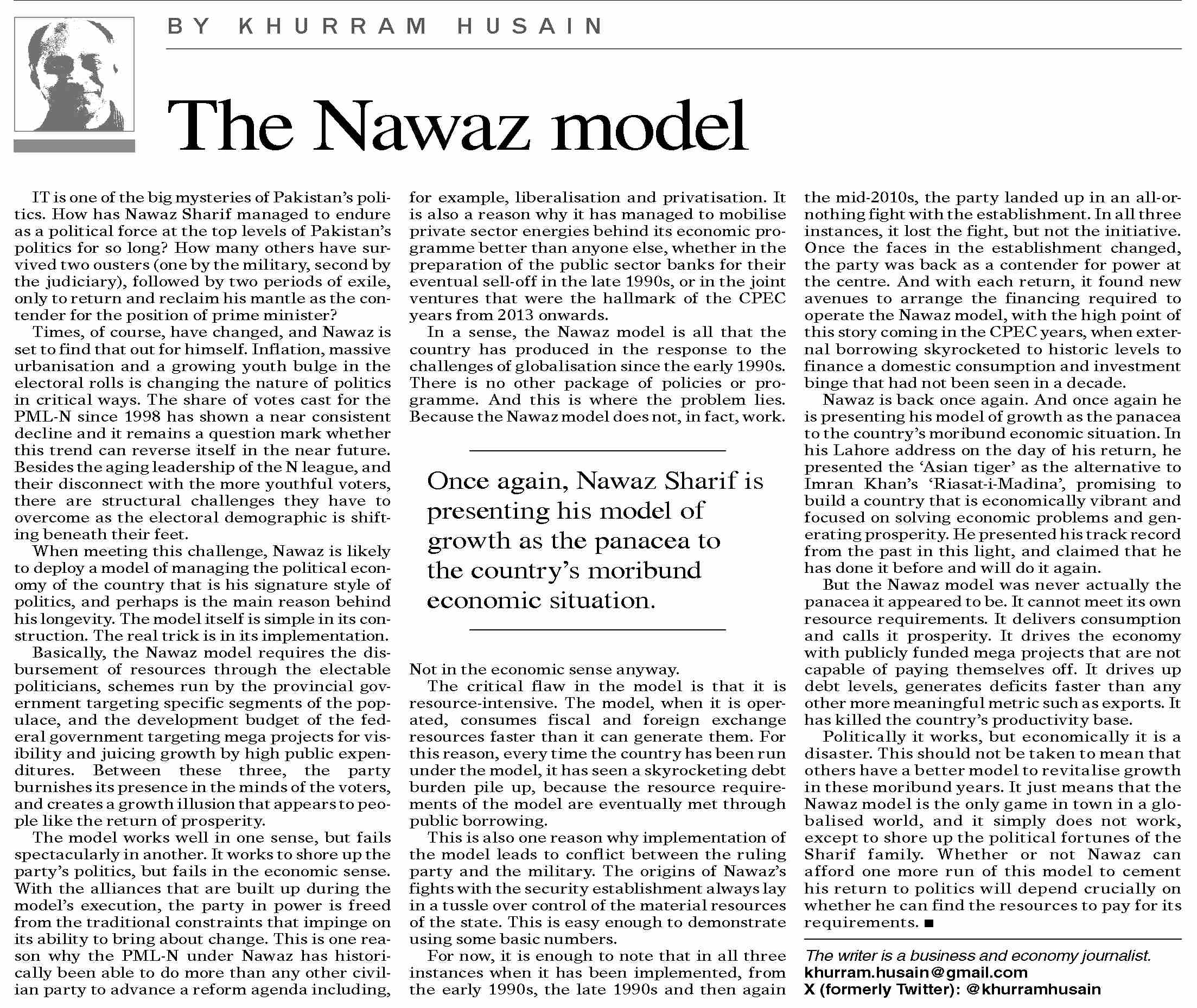 Dawn ePaper Oct 26 2023 The Nawaz Model Dawn epaper oct 26 2023 the nawaz model