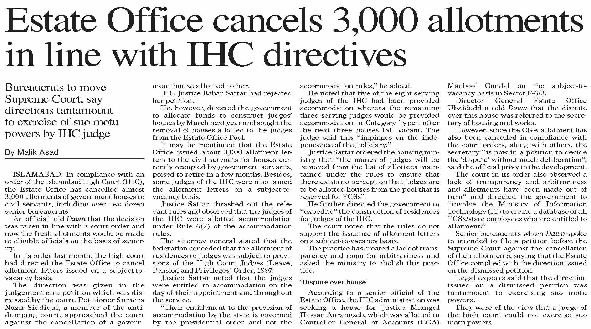 Dawn ePaper Nov 16 2023 Estate Office Cancels 3 000 Allotments In dawn-epaper-nov-16-2023-estate-office-cancels-3-000-allotments-in