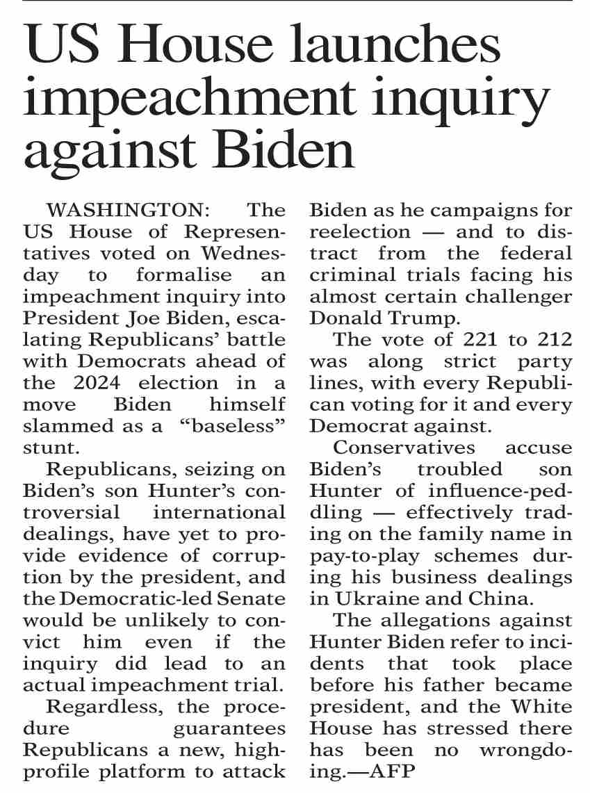 Dawn ePaper Dec 15 2023 US House Launches Impeachment Inquiry dawn-epaper-dec-15-2023-us-house-launches-impeachment-inquiry