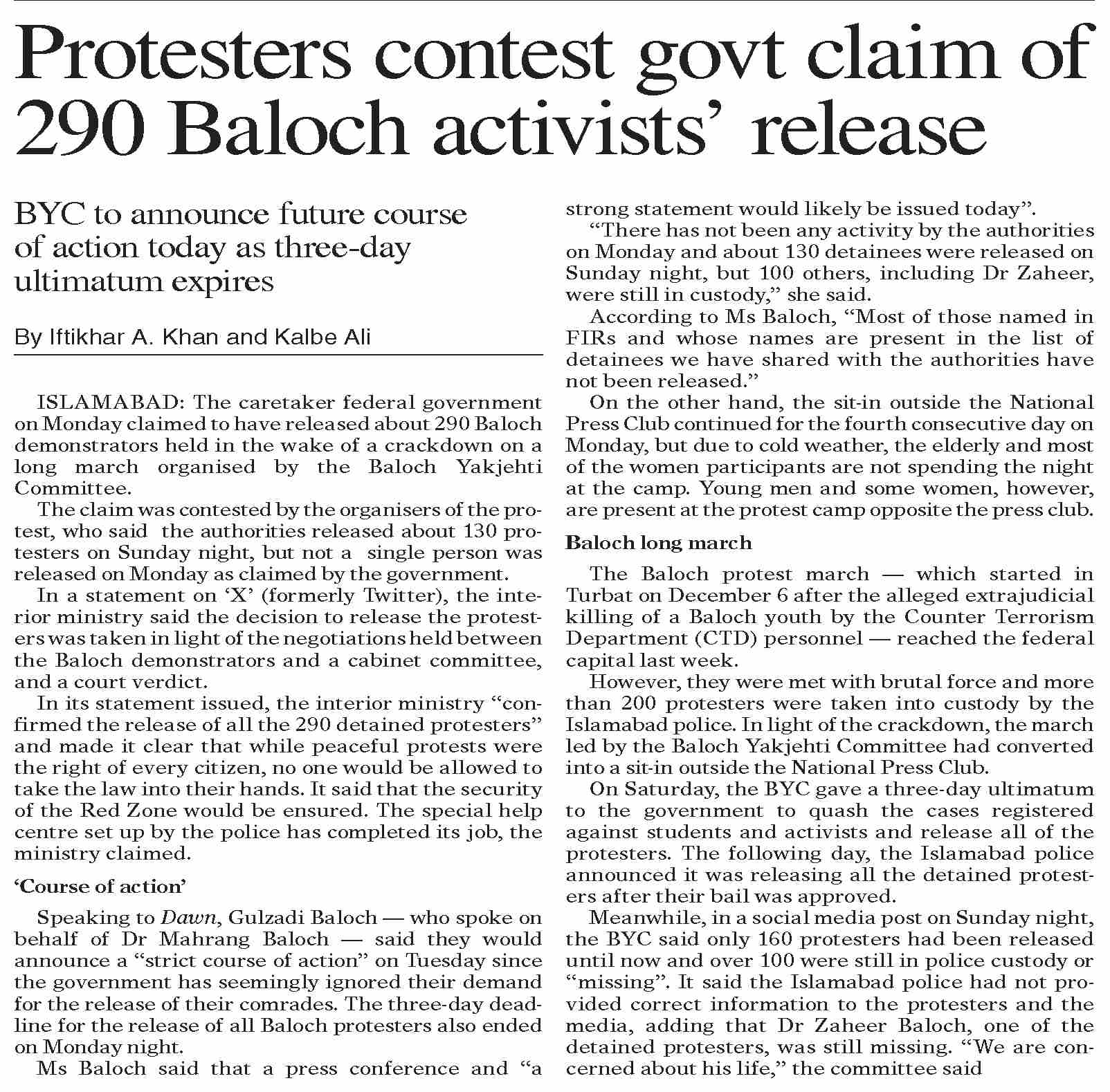 Dawn ePaper Dec 26 2023 Protesters Contest Govt Claim Of 290 dawn-epaper-dec-26-2023-protesters-contest-govt-claim-of-290