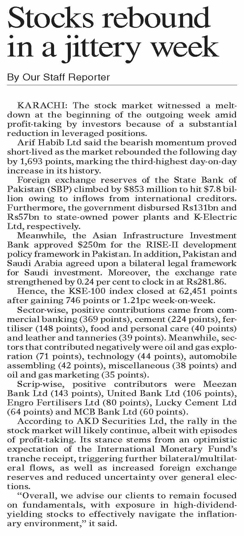 DawnePaper Dec 31, 2023 Stocks rebound in a jittery week