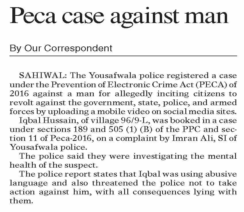 DawnePaper Mar 01, 2024 Peca case against man