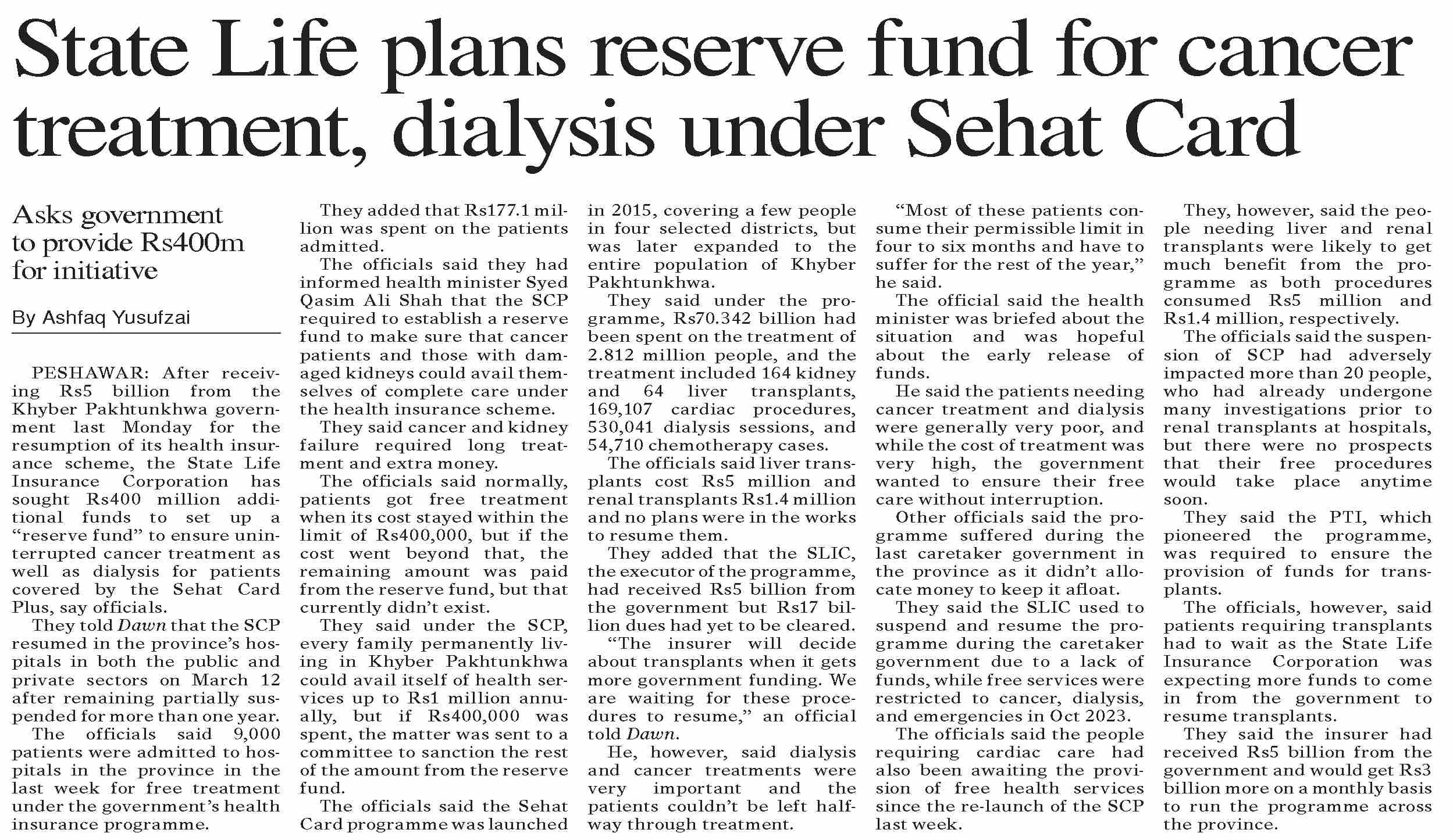 Dawn ePaper Mar 19 2024 State Life Plans Reserve Fund For Cancer dawn-epaper-mar-19-2024-state-life-plans-reserve-fund-for-cancer