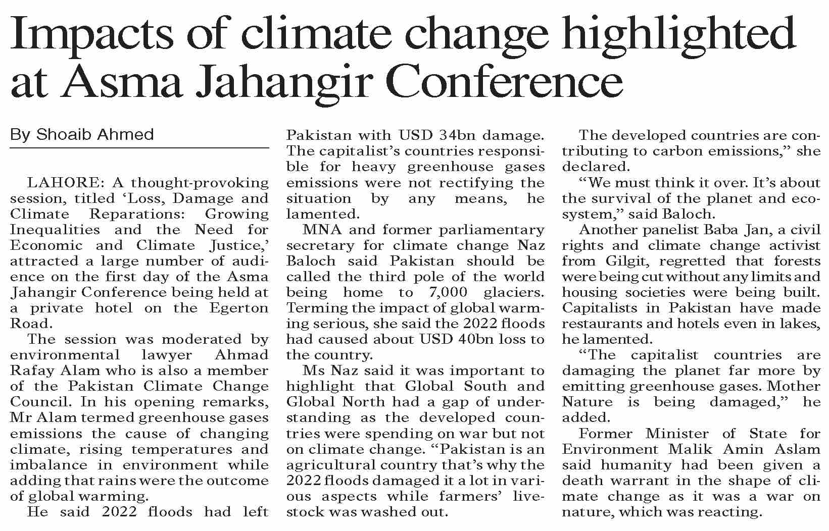 Dawn-ePaper | Apr 28, 2024 | Impacts of climate change highlighted at ...