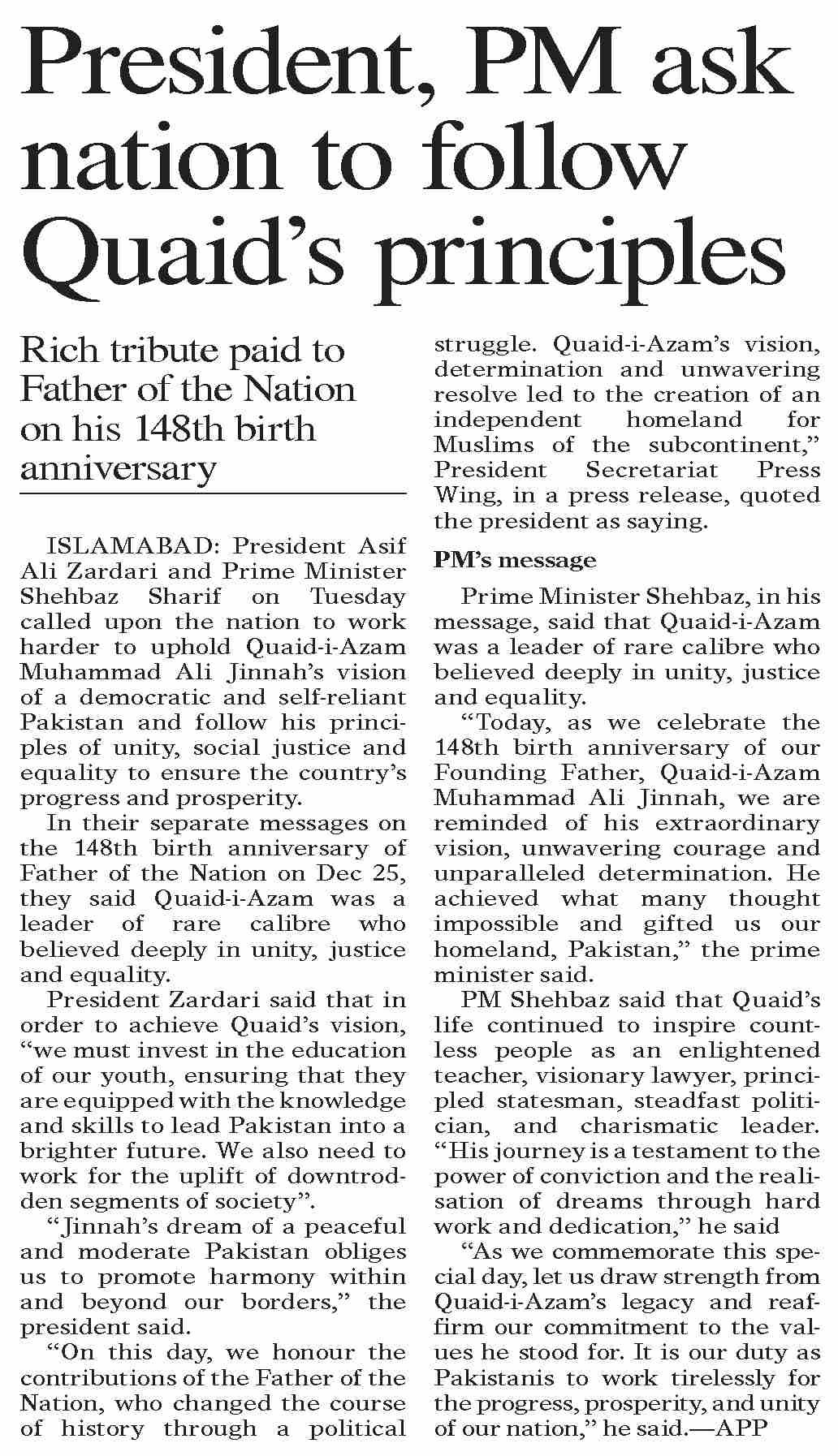 dawn-epaper-dec-25-2024-president-pm-ask-nation-to-follow-quaid-s