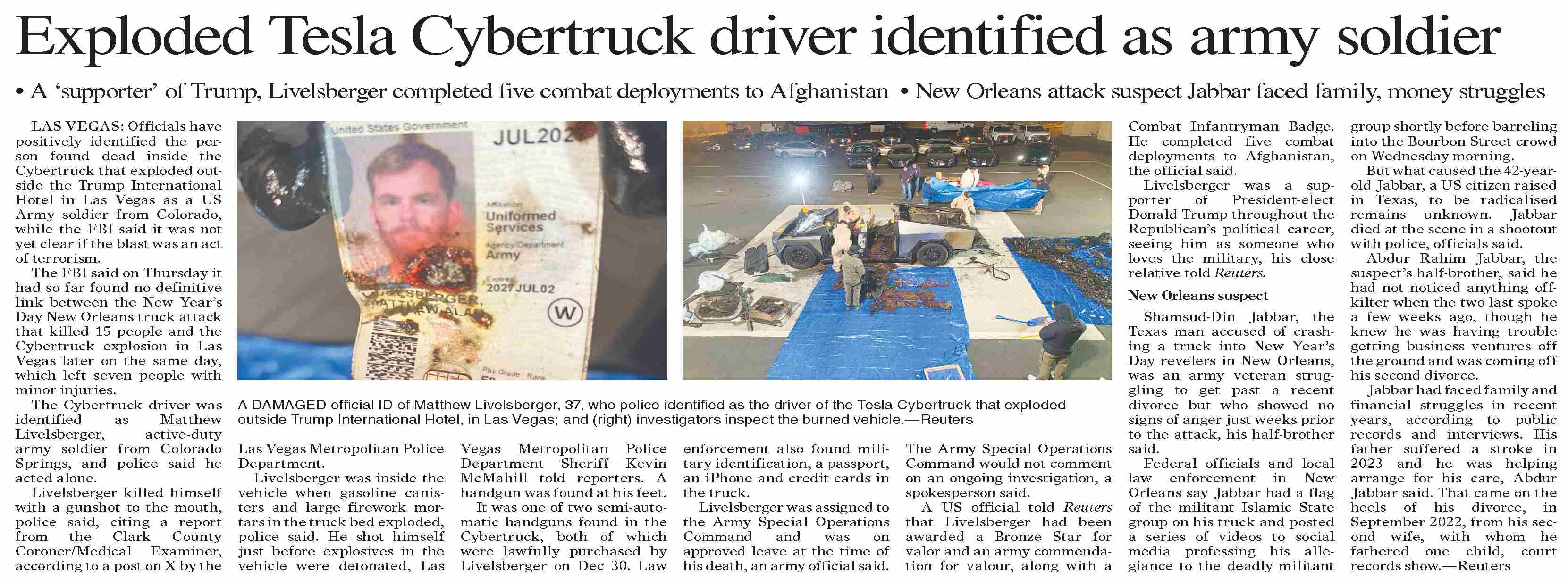 Dawn-ePaper | Jan 04, 2025 | Exploded Tesla Cybertruck driver ...