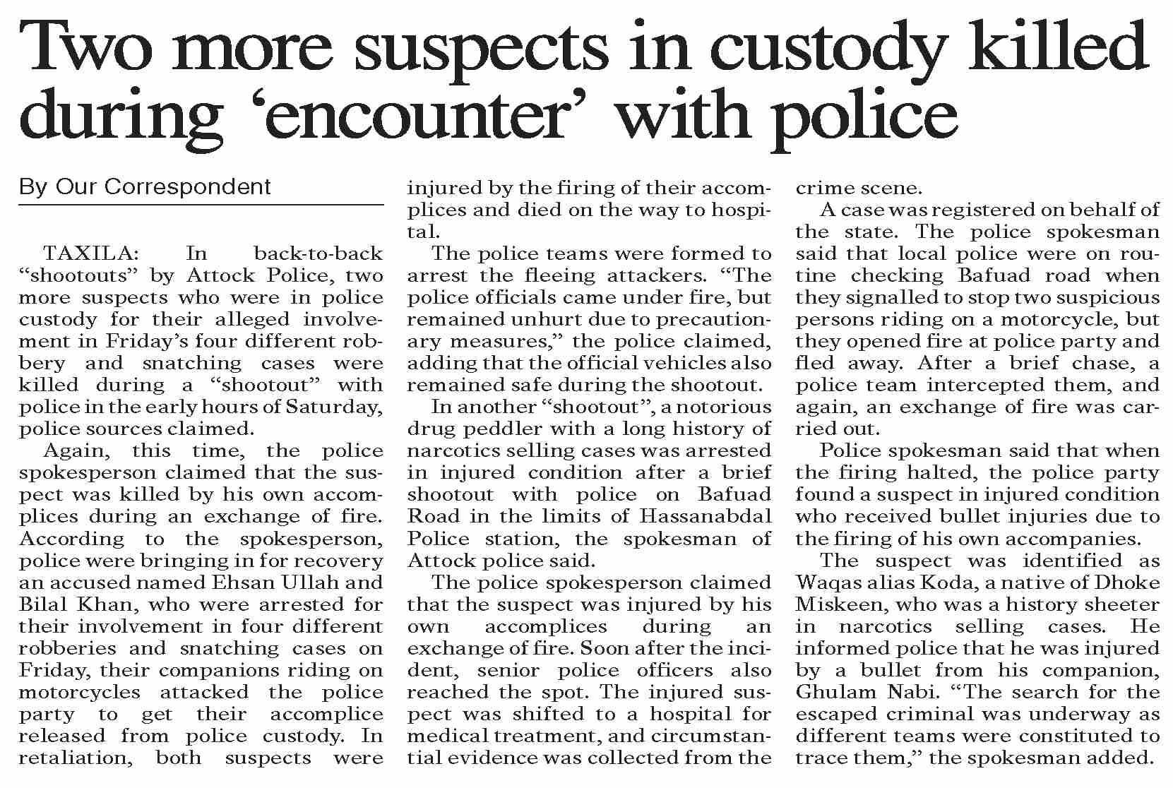 Dawn-ePaper | Apr 27, 2025 | Two more suspects in custody killed during ...