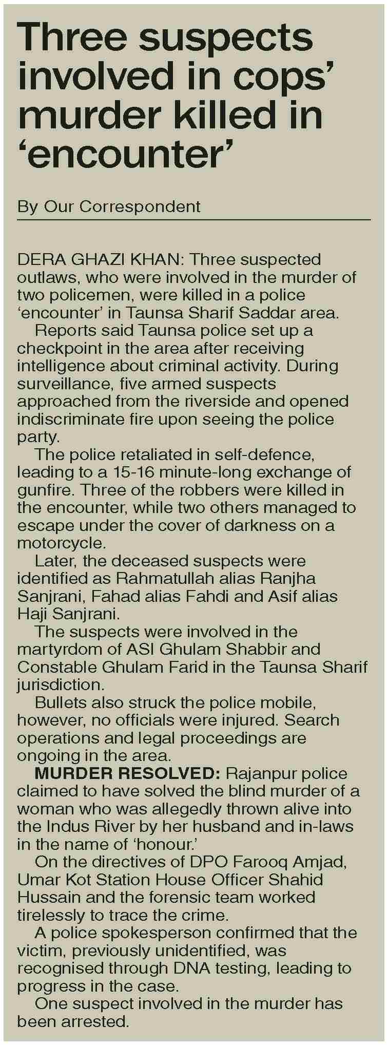 Dawn-ePaper | Apr 29, 2025 | Three suspects involved in cops` murder ...