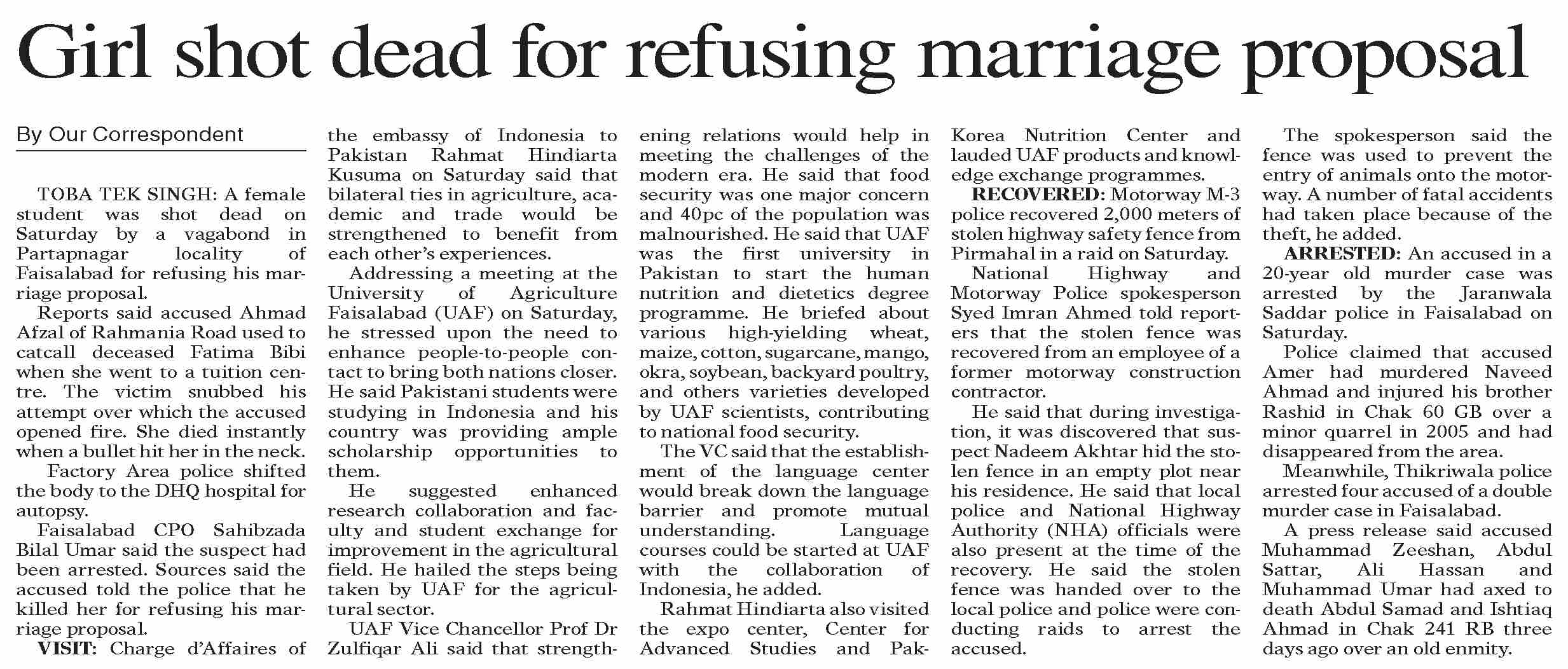 Dawn-ePaper | Jun 29, 2025 | Girl shot dead for refusing marriage proposal