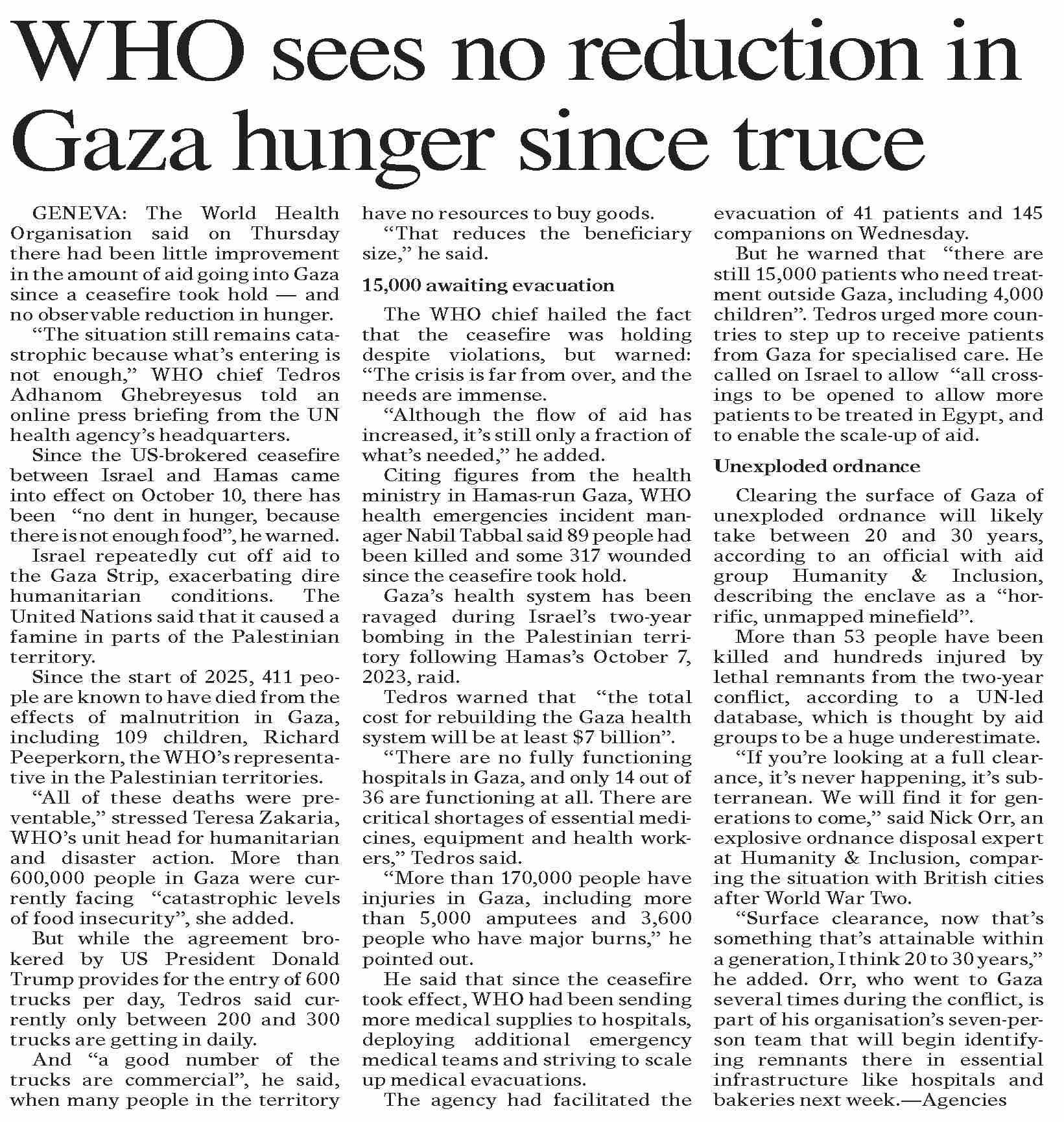 Dawn-ePaper | Oct 24, 2025 | WHO sees no reduction in Gaza hunger since ...