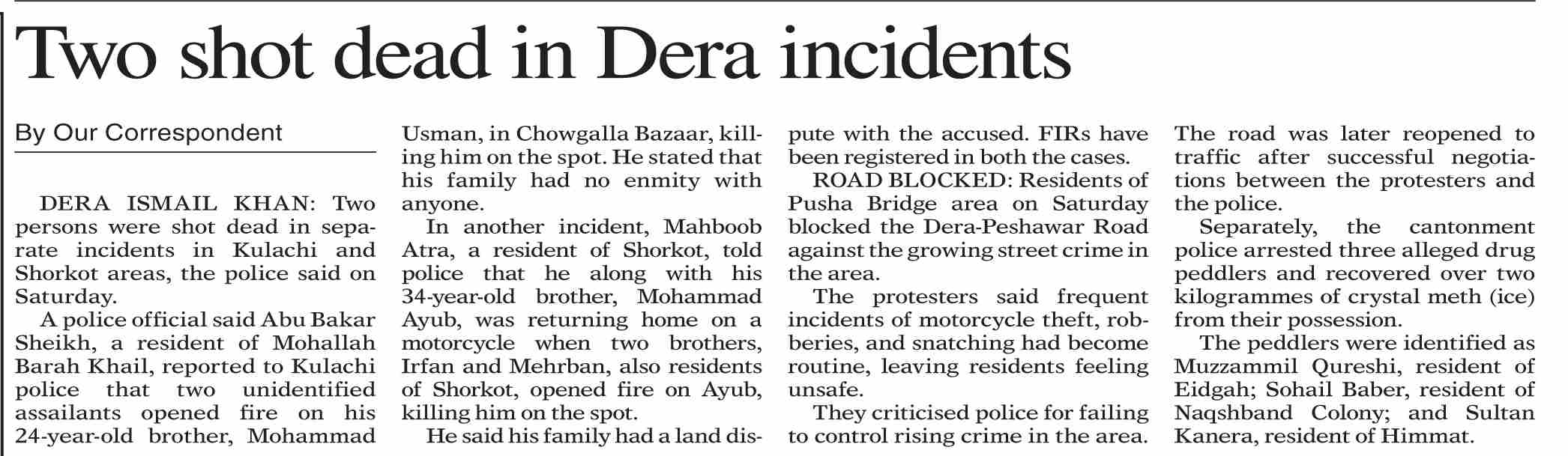 Dawn-ePaper | Nov 02, 2025 | Two shot dead in Dera incidents