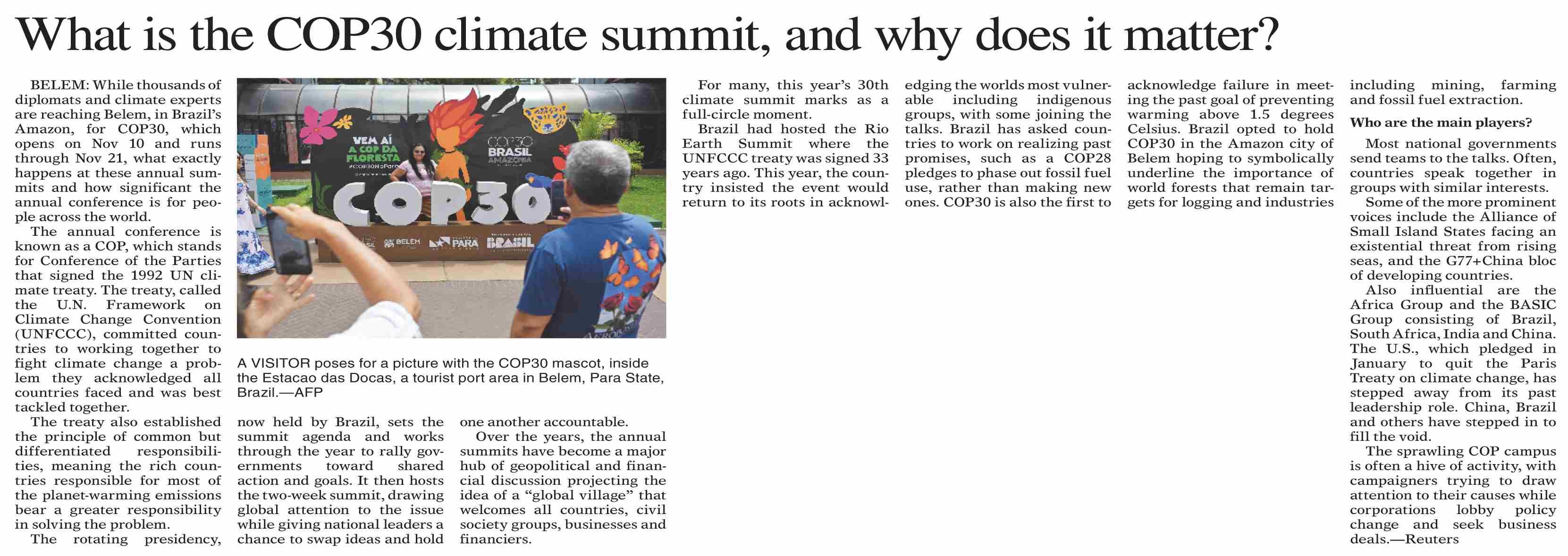 Dawn-ePaper | Nov 10, 2025 | What is the COP30 climate summit, and why ...
