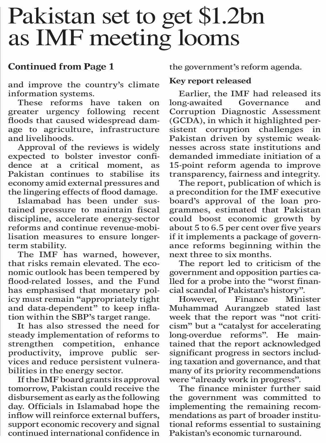 Dawn-ePaper | Dec 07, 2025 | Pakistan set to get $1.2bn as IMF meeting ...