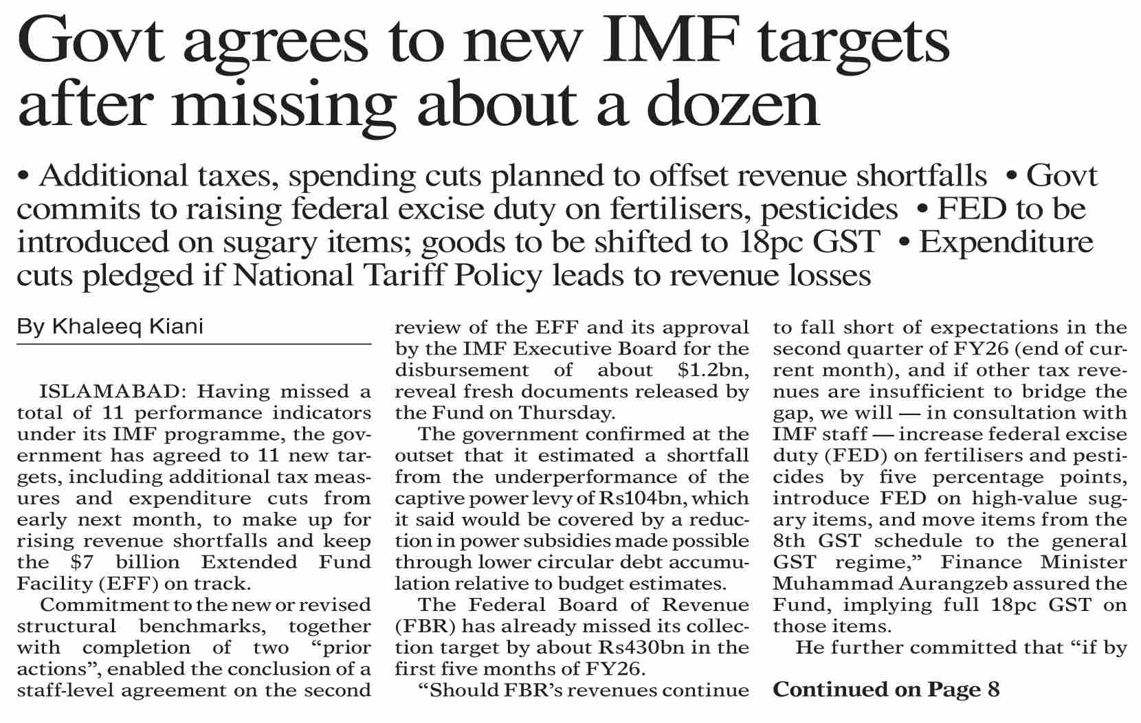 Dawn-ePaper | Dec 12, 2025 | Govt agrees to new IMF targets after ...