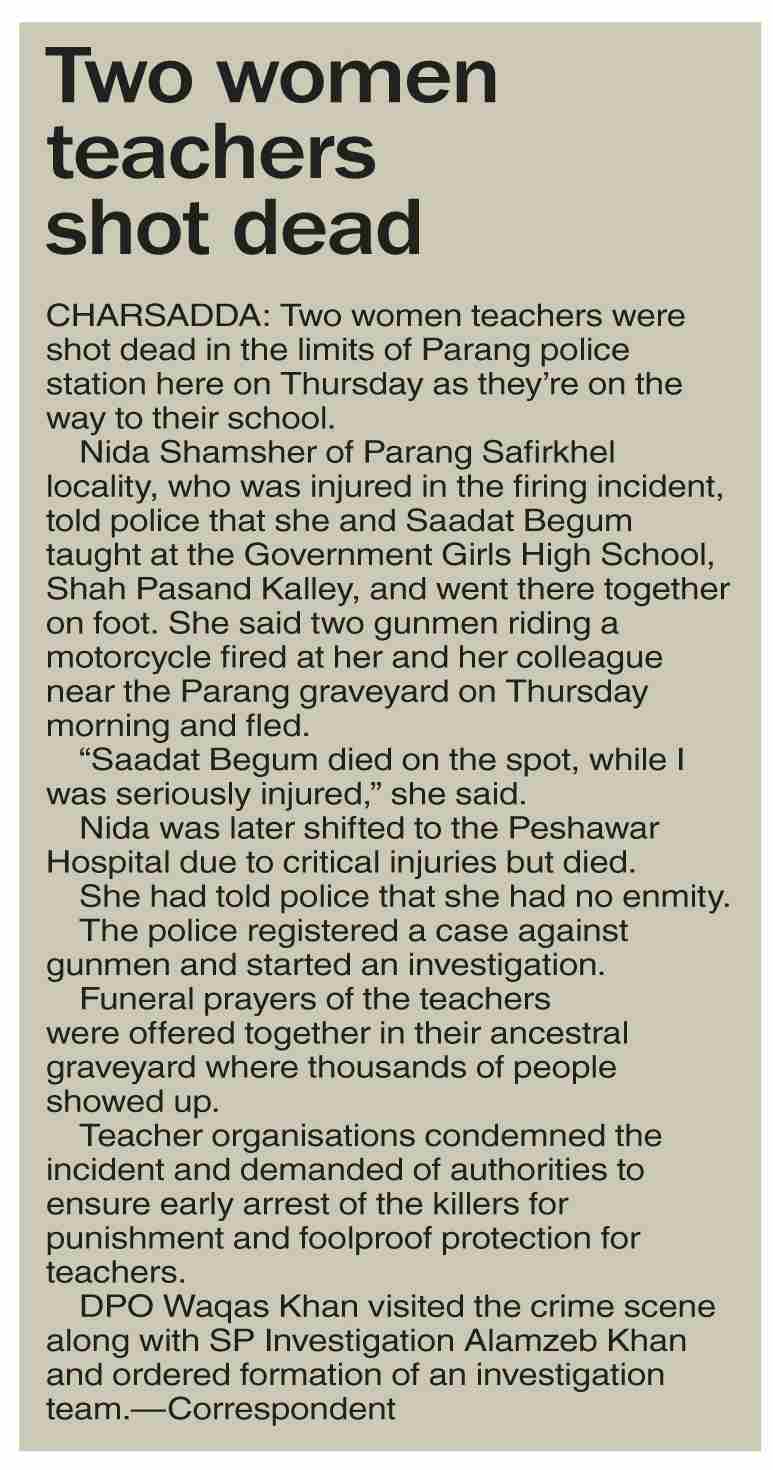 Dawn-ePaper | Dec 12, 2025 | Two women teachers shot dead