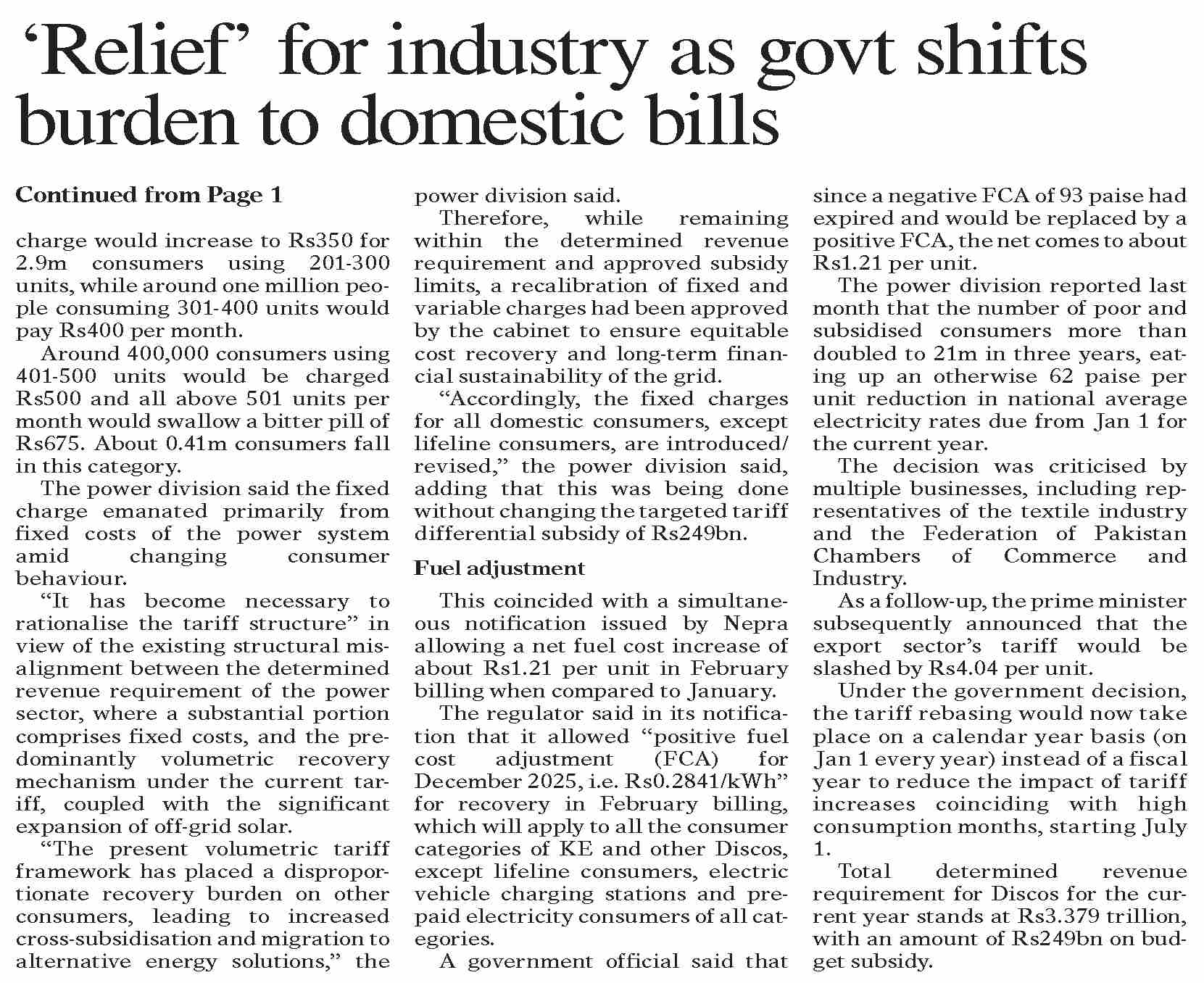 Government Power Policy Shift