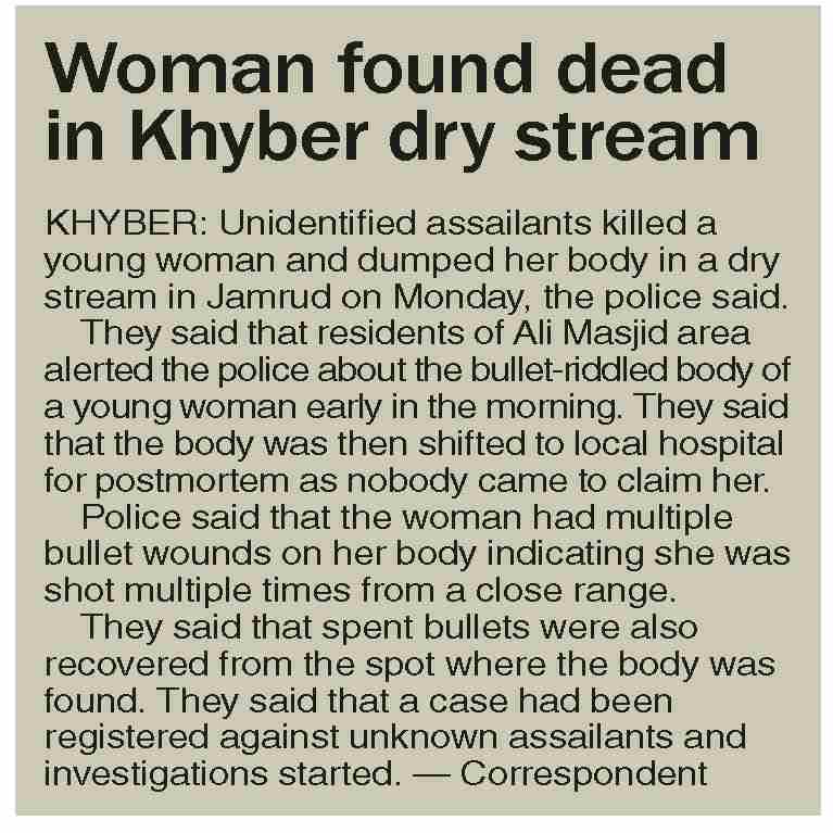 Dawn-ePaper | Feb 10, 2026 | Woman found dead in Khyber dry stream