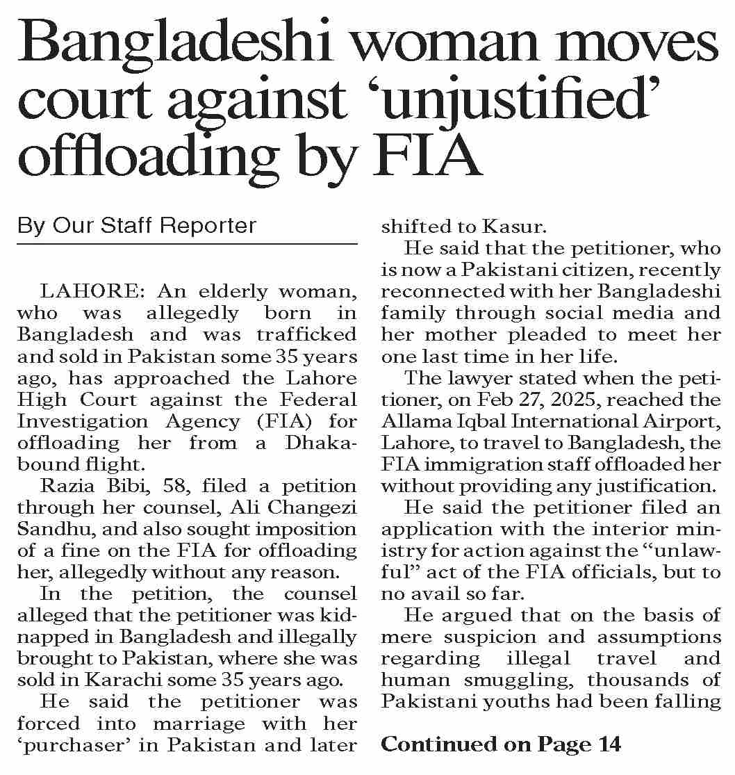 Dawn-ePaper | Feb 11, 2026 | Bangladeshi woman moves court against ...