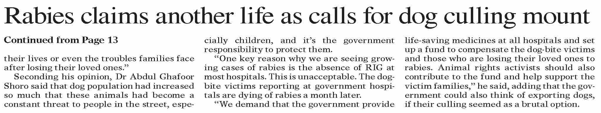 Epic Rabies Mar Dawn-ePaper | Mar 29, 2026 | Rabies claims another life as calls for ...