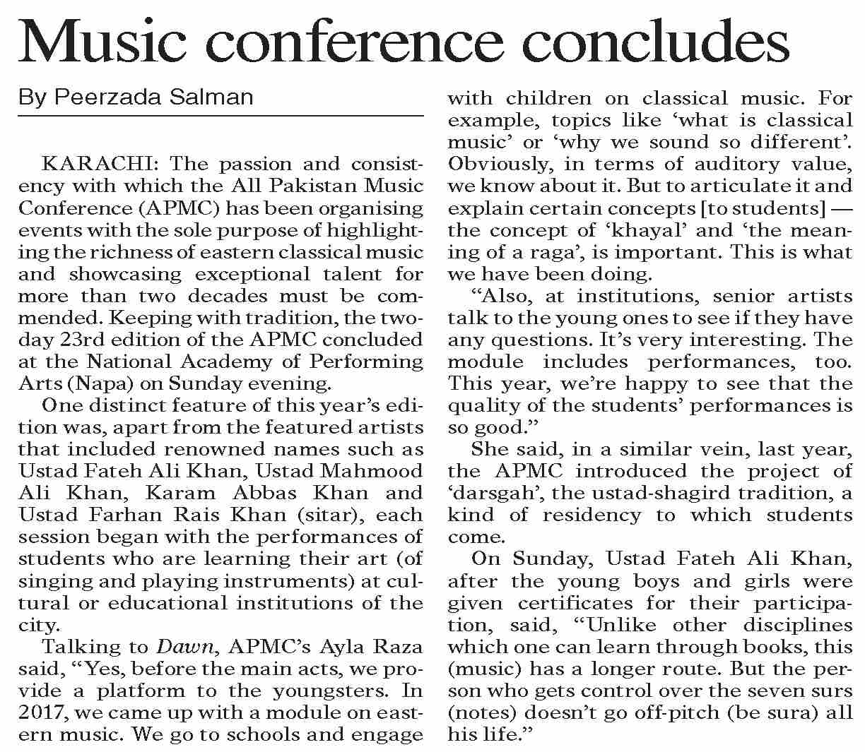 Dawn-ePaper | Apr 07, 2026 | Music conference concludes
